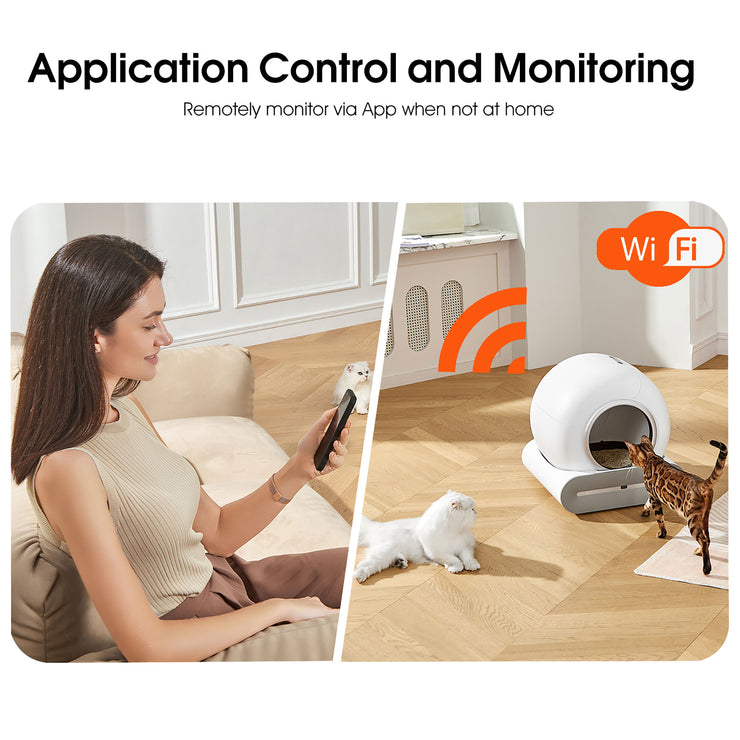 Self-cleaning Litter Box, Automatic Scooping And Deodorization, App Control Supports 2.4G WiFi, Intelligent Automatic Litter Box With Padding - Bright ideas