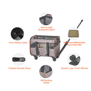 VEVOR Cat Carrier With Wheels, Airline Approved Rolling Pet Carrier With Telescopic Handle And Shoulder Strap, Dog Carrier With Wheels For Pets Under 22 Lbs, With 1 Folding Bowl, Grey - Bright ideas